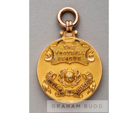 Sheffield Wednesday 1928-29 Football League Division One Championship medal awarded to Manager Robert Brown,9ct. gold, Birmin