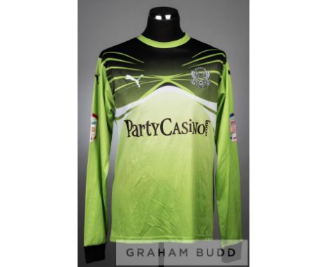 Jamie Jones lime green Leyton Orient no.1 goalkeeper's jersey v Arsenal in the FA Cup fifth round replay at Emirate Stadium, 