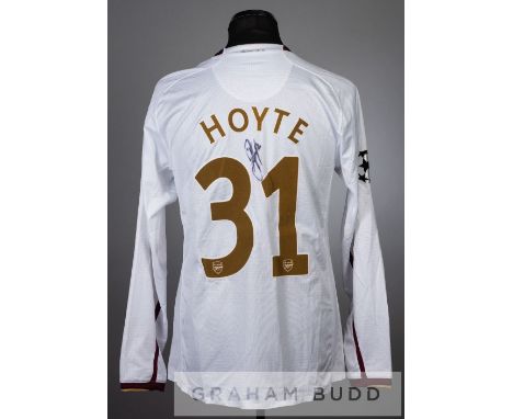 Justin Hoyte signed white Arsenal No.31 away jersey v Sheffield United in the League Cup fourth round at Bramall Lane, 31st O