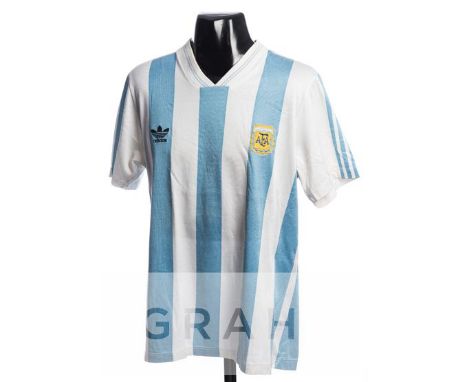 Diego Maradona blue &amp; white striped Argentina No.10 jersey circa 1993, Adidas, short-sleeved, with COA  Provenance: This 