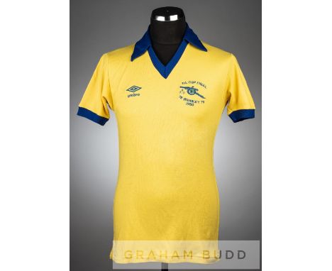 Yellow and blue Arsenal spare jersey v West Ham United in the FA Cup Final at Wembley, 10th May 1980, by Umbro, short-sleeved