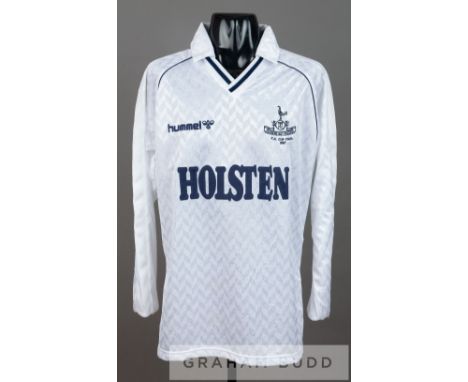 Steve Hodge white Tottenham Hotspur 1987 F.A. Cup Final no.4 jersey,  by Hummel, long-sleeved unworn spare with embroidered c