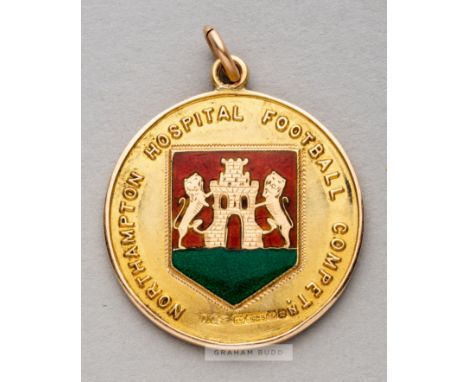 Northampton Hospital Football Competition winner's medal awarded to Newcastle United's Frank Watt in 1911,15ct. gold, Birming