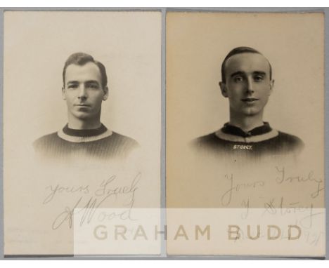 Alan Wood and Thomas Storey signed Crystal Palace player portrait postcards,each T.H. Everitt photographic postcard, signed a