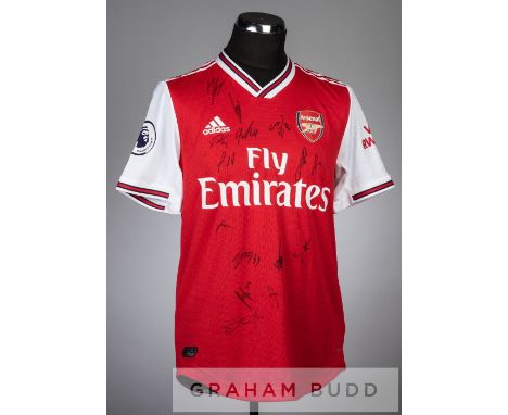Emile Smith Rowe squad signed red and white Arsenal no.32 home jersey, season 2019-20,short-sleeved with PREMIER LEAGUE and V