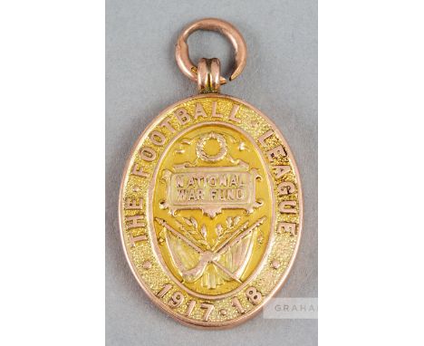 Football League Midland's Section wartime championship medal awarded to a Leeds City player in season 1917-18,9ct. gold, Birm