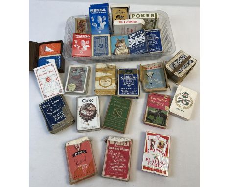 A collection of assorted vintage and more modern playing cards &amp; card games, to include sealed packs. Lot includes Castro