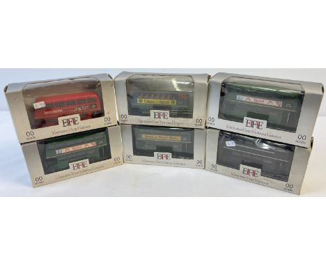 6 boxed 00 scale diecast buses with advertising decals by Exclusive First Editions. To include Buxted, Mann's Beer, Lockley's