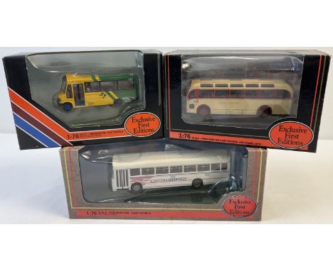 3 boxed 1:76 scale die cast buses by Exclusive First Editions. Bristol RELH D/P Cambus N.B.C. 29409, E16207 Bristol MW Coach 