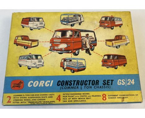 A boxed Corgi Toys Gift Set No. 24; Constructor set (Commer Â¾ ton chassis), complete. Set comprises: 2 cab &amp; chassis uni