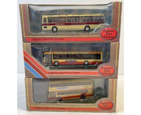 2 boxed 1:76th scale diecast buses by Exclusive First Editions. Bristol VRT Eastern Counties NBC 38108, Wright Scania Axcess 