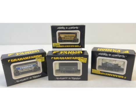 4 boxed Graham Farish N Gauge wagons. Comprising: #4411 16ft 50 ton Hopper Wagon - ARC Amey Roadstone; #4412 16ft 50 ton Hopp