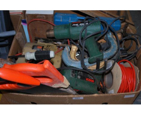 A mixed selection of hand tools and power tools.