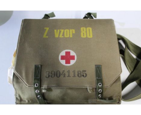 Modern military Czechoslovakian complete First Aid kit with bandages, field dressings, scissors, knives, etc 