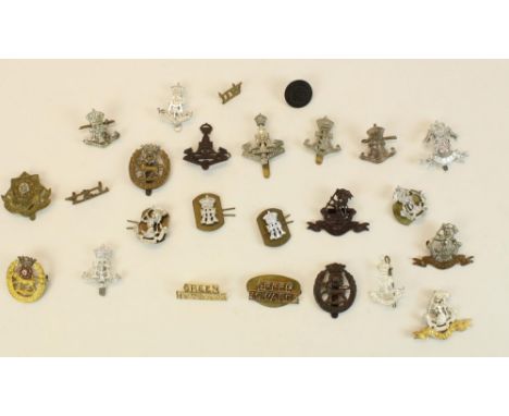 Selection of British Army cap badges and emblems, mainly Yorkshire Regiments such as Green Howards, Yorks and Lancs, East Yor