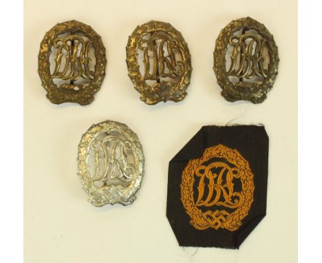 German Wehrmacht metal DRL National Sports Badges and a cloth DRL patch (5) 