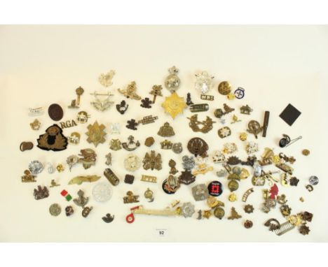 Selection of British military cap badges, emblems etc with some world and civilian, examples inc. early C20th Kings Own Yorks