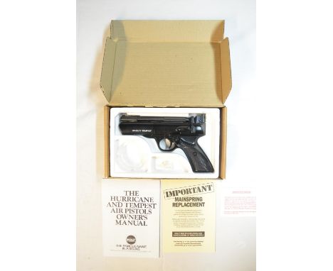 Partially boxed Webley Tempest .177 over lever action air pistol (circa 1981) in full working order. The gun is in excellent 