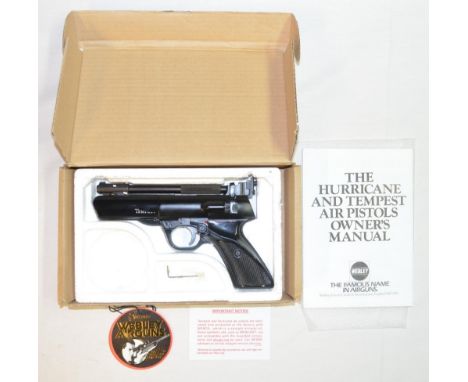 Partially boxed Webley Tempest .22 over lever action air pistol (circa 1979) in full working order. The Tempest writing on th