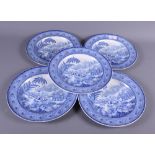 A set of five19th century Indian hunting scenes dinner plates