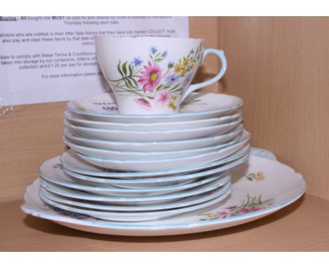 A Shelley "Wild Flowers" part tea service, fifteen pieces approx
