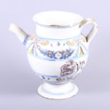 An 18th century majolica wet drug jar, 8" high (rim chips and damages)