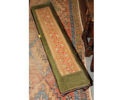 A chinoiserie lacquered decoration standard lamp and a fender stool with needlepoint top