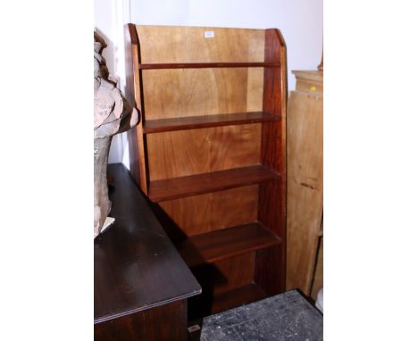 A mahogany five-shelf open book stand, 24" wide