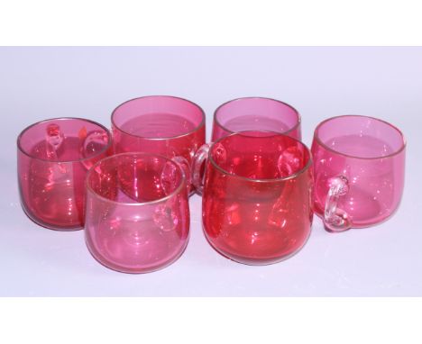 A set of six 19th century ruby glass custards