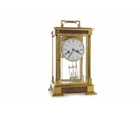 MODERN 'PHAETON' BRACKET CLOCK BY ACCTIM2 train 8 day movement, the four glass case enclosing a white enamel chapter ring wit