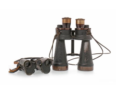 PAIR OF WWII LEITZ WETZLAR KREIGSMARINE BINOCULARSserial number 464196, marked '7 x 50 beh,' 21cm high; along with a pair of 