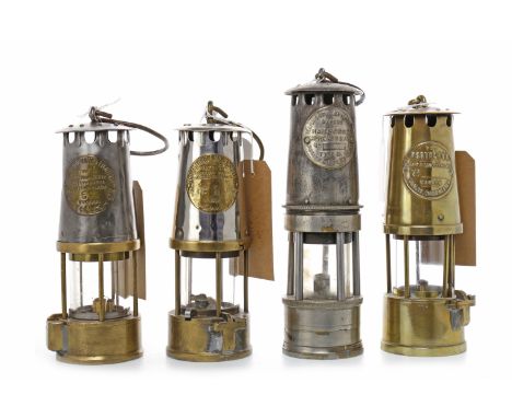 MINER'S SAFETY PROTECTOR LAMP TYPE 6 NO. 8by The Protector Lamp & Lighting Co. Ltd., Eccles, 26cm high; along with two furthe
