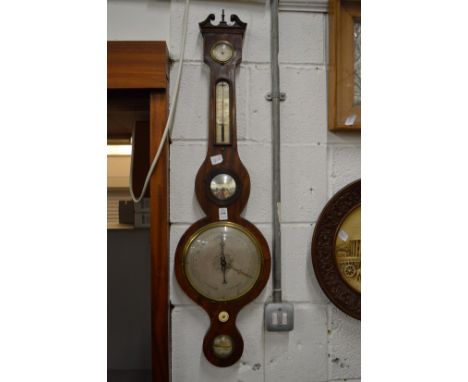 A Georgian mahogany barometer/thermometer, signed I Reeves, Cranley.