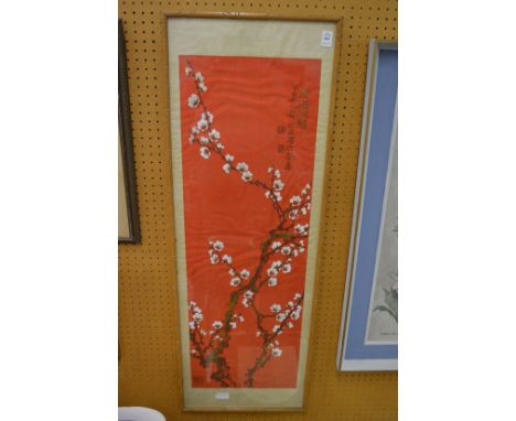 Chinese school, prunus tree with blossom, painting on silk.