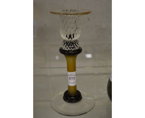 Paul Barcroft, Isle of Wight glass maker, a frosted and clear glass candlestick.