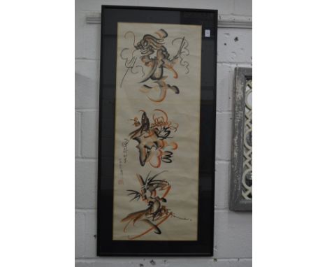 30A Chinese scroll painting, framed and glazed.