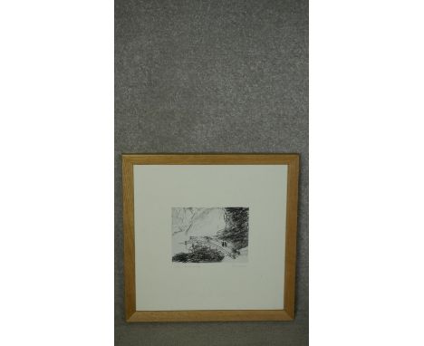 A signed limited edition print, Azumi Bridge, 3/25, signed Miura. W.44.5 H.45 