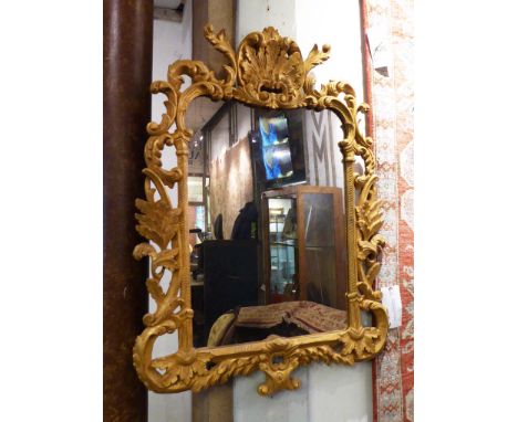 BEAUMONT & FLETCHER WALL MIRROR, George II style giltwood, with palmette and foliate scrolling frame, 107cm H x 80cm W.