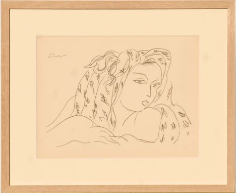 HENRI MATISSE 'Portrait of a woman in profile L6', collotype, 1943, limited edition 950, 25cm x 32cm, framed and glazed.