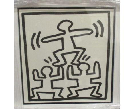 KEITH HARING 'Black and white', 1982 limited edition print of 2000 published by Tony Shafrazi Gallery, New York, 25cm x 25cm,