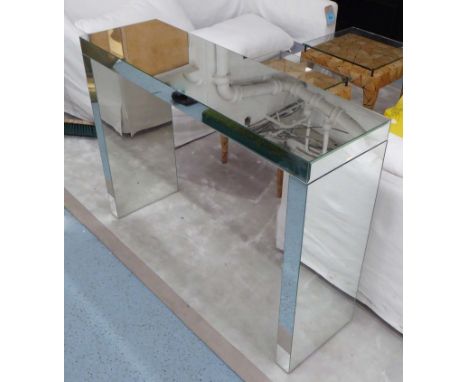 WALL MIRROR with matching mirrored console table, mirror 117cm x 87cm, console table 120cm x 36cm x 88cm.