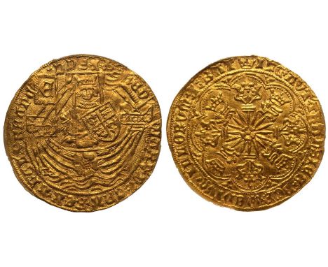 ENGLAND. Edward IV, 1461-70, 1471-83. Gold Ryal, ND (1464-1470). London. Obv: Edward IV standing facing, in ship with bowspri