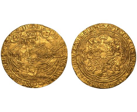 ENGLAND. Edward IV, 1461-70, 1471-83. Gold Ryal, ND (1464-1470). London. Obv: Edward IV standing facing, in ship with bowspri