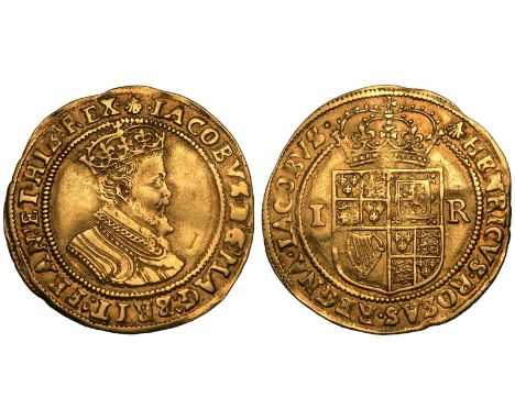 ENGLAND. James I, 1603-25. Gold Double-crown, ND (1606-7). Tower Mint. mm Escallop 79. Obv: Fourth crowned bust right with le