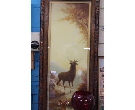 A large wooden framed print by E Vouga 110cm by 49cm,  Shipping unavailable 