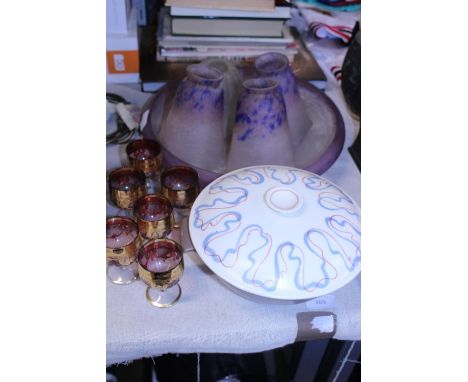 A selection of vintage glassware and a Poole Pottery tureen. Shipping unavailable 
