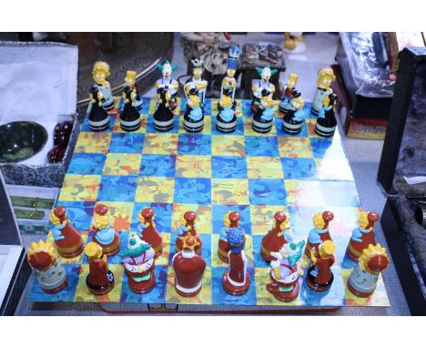 A novelty Simpson themed chess set 