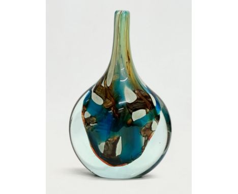 Eric Dobson. A 1970’s art glass “Tiger” lollipop vase designed by Eric Dobson for Mdina. 12.5x7x20cm.