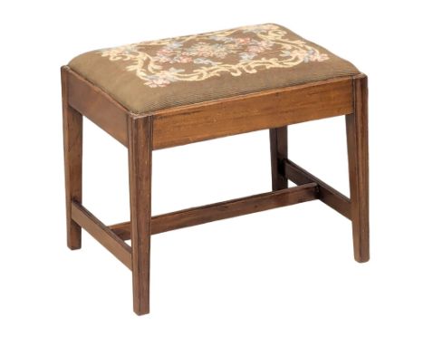 A Georgian III mahogany stool with tapestry top.(4)