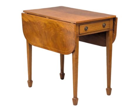 A Georgian style inlaid mahogany double sided sofa table / supper table. With 2 drawers. 107x76x76.5cm(4)